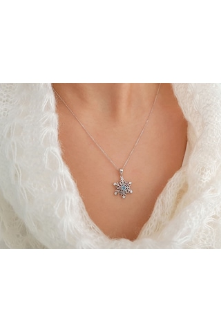 Sirius Pırlanta ve Mavi Topaz Taşlı Kar Tanesi Kolye 0804P0133