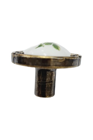 Porselen Düğme Kulp Metal Antiksarı Güllü / 5 Adet Antik