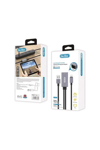 Go Des GD-6837 RJ45 To Lightning Otg 100Mbps Ethernet Dönüştürücü