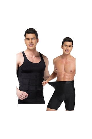 Bonbonetti Chocolate Baby & Kids 2'li Set Erkek Korse Atlet Ve Boxer Korse Erkek Korse Seti Siyah