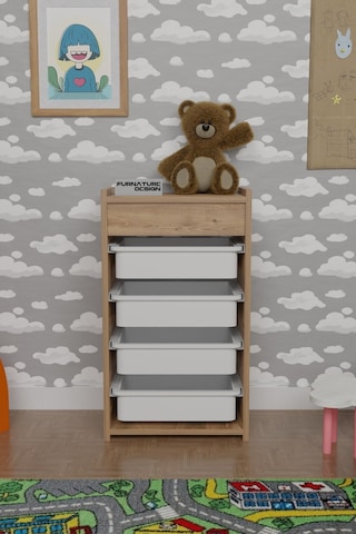 Çok Amaçlı 4 Sepetli Oyuncak Dolabı Atlantik Çam - Beyaz Kahverengi