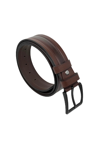 Süzer Deri 4.5 Cm. Spor Hakiki Deri Ortası Desenli Model Erkek Kemer Siyah Kahverengi