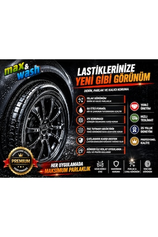 Max&wash Jant & Lastik Bakım Seti 2x1 Kg Jant Temizleyici + Lastik Parlatıcı + 2 Adet Fısfıs Hediyeli Profesyonel Araç Bakım Seti