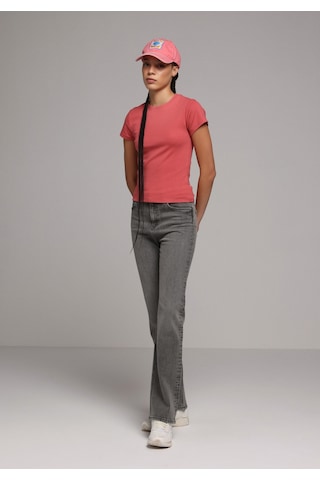 Colin's Colins Slim Fit Yuvarlak Yaka Düz Kadın Kirmizi Kısa Kol Tişört Cl1073597 Q1.v2 Crl Mercan