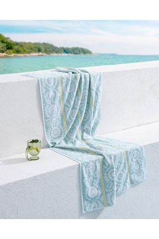 Madame Coco Herbert %100 Pamuk Plaj Havlusu - Turkuaz - 70x150 Cm Hvlu0000000226