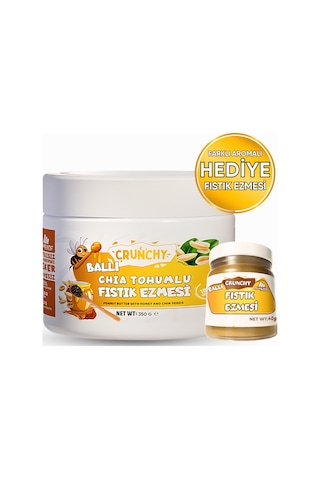 Mustang Nutrition Ballı Chia Tohumlu Crunchy Fıstık Ezmesi 350 Gr 24,79 Gr Protein + 40 Gr Fıstık Ezmesi Hediyeli