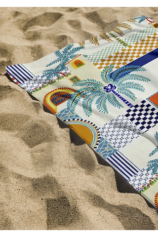Tropikal Patchwork Desenli Renkli Yüksek Su Emici 70x150cm Plaj Havlusu