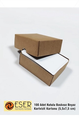 Eser Beyaz Kartvizit Boş 5,5 X 7,5 Cm 100 Adet Kartvizit ka