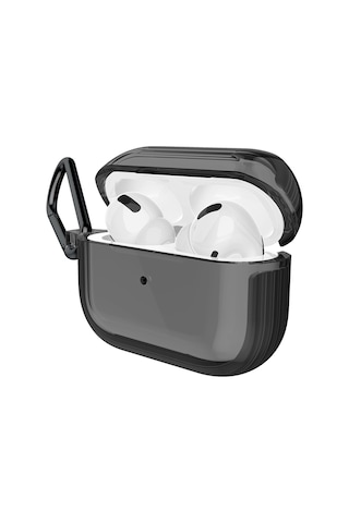 Apple Uyumlu AirPods Pro Raptic Clear Serisi Askı Aparatlı Kulaklık Kılıfı Siyah