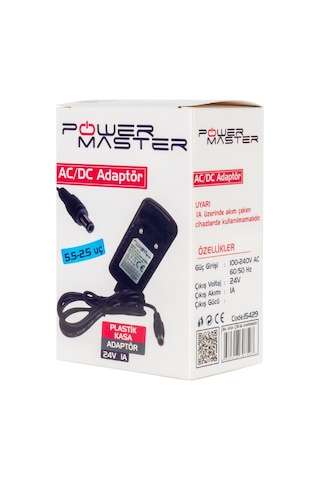 Powermaster 24V-1A DC Standart Priz Tipi Adaptör (5.5x2.5 Uç)