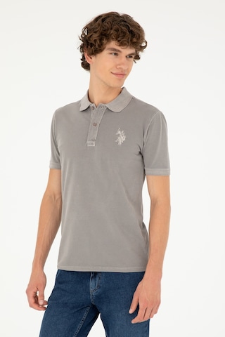 U.S. Polo Assn. Erkek Slim Fit Polo Yaka Koyu Gri Basic Tişört 50294207-VR080