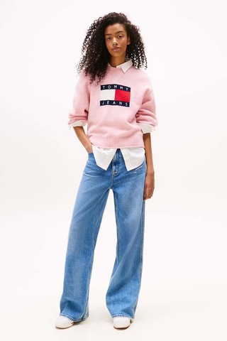 Tommy Hilfiger Kadın Tjw Melange Flag Kazak - Pembe Mystic Pink Htr