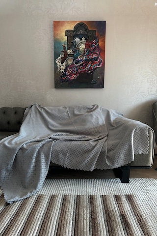 Sofline Kadife Şönil Koltuk Örtüsü, Kaymaz Kanepe Örtüsü, Koltuk Şalı 180 X 220cm Gri