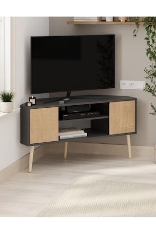 Tv Sehpası 2 Kapaklı Tv Sehpası Tv Ünitesi Televizyon Sehpası Tv Sehpası Kıbrıs Safir Meşe Antrasit Safir Meşe - Antrasit
