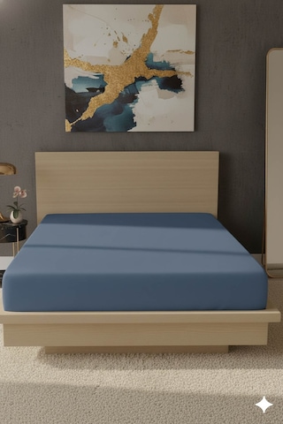 %100 Pamuk Ranforce Premium Tek Kişilik Çarşaf - İndigo İndigo