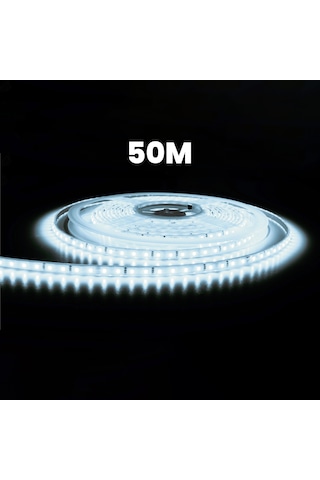 50 Metre Beyaz Hortum Şerit Led 8w 800 Lümen 220 Volt Fiş