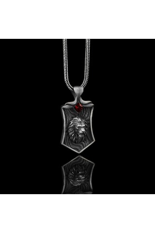 Zirkon Taşlı Aslan Motifli 925 Ayar Gümüş Kolye