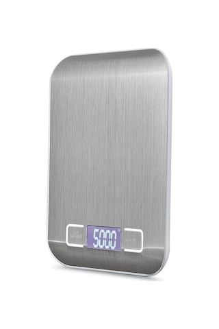 Pazly 5kg Usb Şarjlı Hassas Mutfak Terazisi, Lcd Ekranlı Gümüş, Mini Dijital Terazi Gümüş