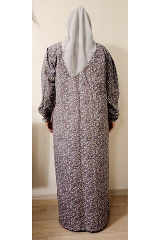 Pembe Ve Gri Çiçekli Namaz Elbisesi Gri Çiçekli