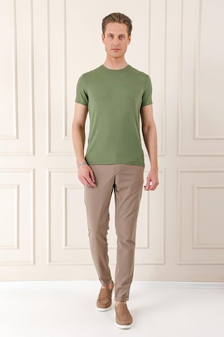 Efor Slim Fit Bisiklet Yaka Düz Pamuklu Haki Tişört Ts 823 Haki