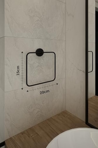 Lotus Siyah Kare Havluluk, Yapışkanlı Ve Vidalı Montajlı Banyo Havlu Askısı, Mat Siyah Statik Boyama, 35 Mm Oval Bantlı Duvar Havluluk, Metal Diğer