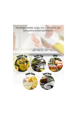 Cam Sprey Şişe Spreyli Zeytinyağı Sirke Barbekü Sprey Şişe Airfryer Cam Püskürtmeli Yağ Püskürtücü B Diğer