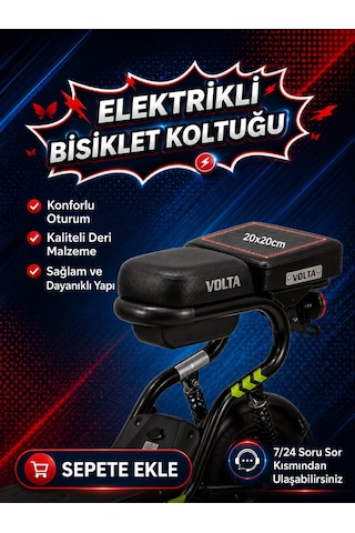Volta Vsm Deri Koltuk, Elektrikli Bisiklet Deri Koltuk, Motosiklet Deri Koltuk, Arka Sele Çocuk Deri Koltuk Seti Siyah