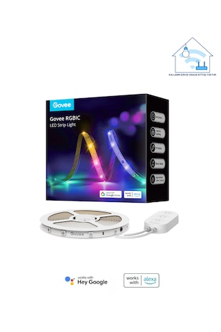 Govee RGBIC Basic LED Şerit H618A3D1 WiFi+BT Alexa Google Asst. Destekli 5 M