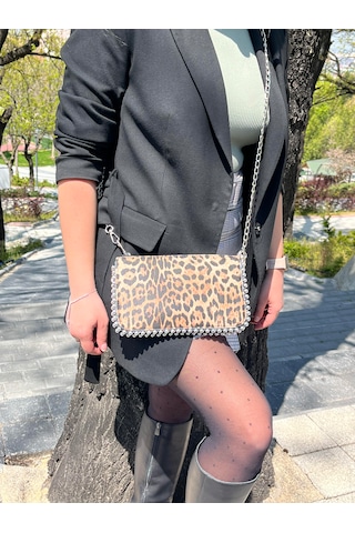 Butikolea Loop Boncuklu Kadın Çantası Leopar