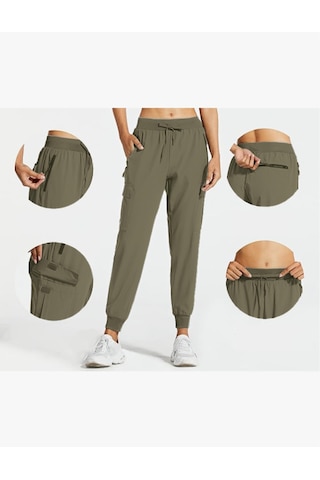 Kadın Quich Dry Hiking Athletic Joggers Doğa Yürüyüşü Günlük Pantolon 001 Haki