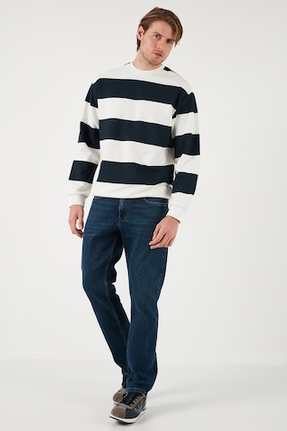 Buratti Pamuklu Çizgili Regular Fit Bisiklet Yaka Erkek Sweat 5905790 Lacivert