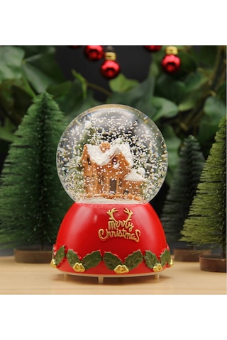 Yılbaşı Kar Küresi Noel Işıklı Ve Müzikli Merry Christmas Noel Baba Evi