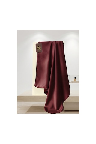 Flora Tekstil Kristal Eşarp Parlak Saten Dokulu Tesettür Abiye Eşarp 95x95 Cm Bordo