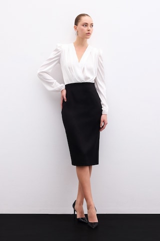 Sateen Düz Kalem Etek - Siyah