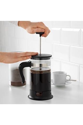 Çay Kahve Demleme, French Press, Bitki Çayı Demleme 1lt Siyah - Şeffaf