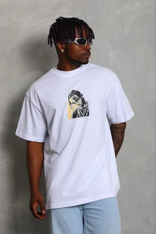 Modi Erkek Baskılı T-shirt Kısa Kol Bisiklet Yaka Regular Fit Rahat Kalıp Günlük Tişört - Beyaz - Mymg185495