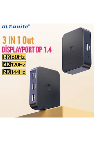 Ult-unite 8k Displayport 1.4 Anahtar 3'ü 1 Arada Splitter Dağıtıc