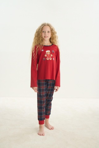 Kız Çocuk Uzun Kol Kırmızı Pijama Takım C4t4n7o8 001