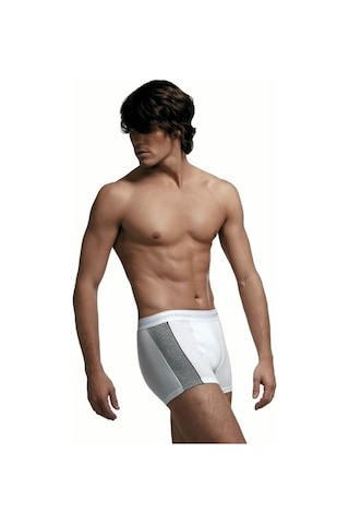 3 Adet Çift Kaplan 850 Biyeli Elastan Sportif Boxer Külot Beyaz