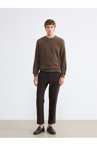 Lcw Vision Kahverengi Regular Fit Bisiklet Yaka Erkek Triko Sweatshirt