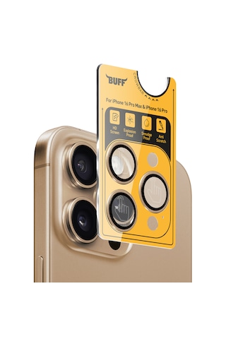 Buff İphone Uyumlu 16 Pro Max / 16 Pro Titanyum Lens Koruyucu Gold Brown