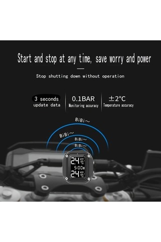 Boatshop1 Ynf Bisiklet Motosiklet Tpms 2 Dis Sensor Siyah Lcd Ekran Lastik Basinc Sicaklik Izleme Alarm Usb Dayanikli