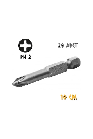 Kupa Tyson Vidalama Ucu Bits Uç - Ph2 Yıldız - 10 Cm. - 20 Adet