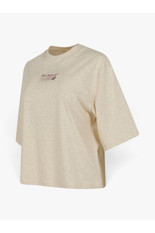 New Balance Nb Lıfestyle Women T-shırt Kadın Bej Melanj T-shirt - Wnt3651
