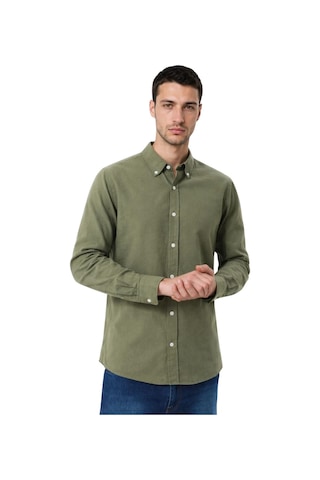 Arma Ar-ma Erkek Keten Gömlek Baskisiz Basic Düğme Kapamali Cepsiz Uzun Kollu Gömlek Dokuma Kumaş Regular Fit %60 Pamuk %40 Keten Y31485118102 Haki-h1