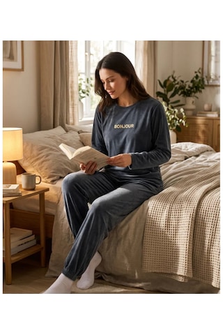 Kadın Füme Kadife Pijama Takımı
