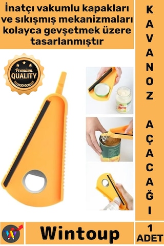 Açacak Çok Fonksiyonlu V Şekilli Kaymaz Lastik Şeritli Pratik Konserve Kavanoz Şişe Kapak Açacağı Diğer