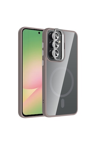 Gpack Samsung Galaxy Uyumlu A57 Kılıf Etro Standlı Araç Tutucu Özellikli Kamera Lens Koruyucu  Gri