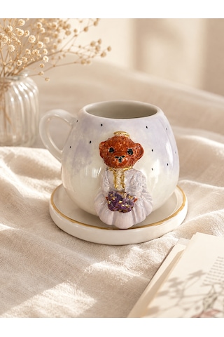 Teddy Ayıcıklı Seramik Kupa Lavanta