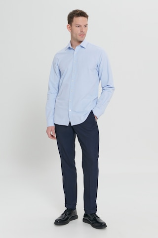 AC&Co / Altınyıldız Classics Erkek Acık Mavı Pamuklu Slim Fit Dar Kesim Klasik Yaka Armürlü Gömlek Acık Mavı